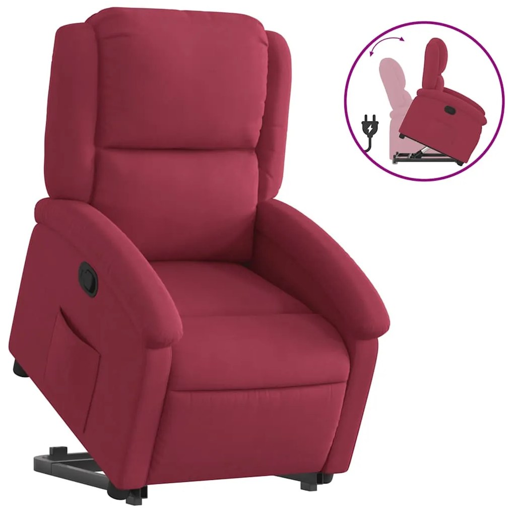 3204305 vidaXL Изправящ реклайнер стол, виненочервен, кадифе