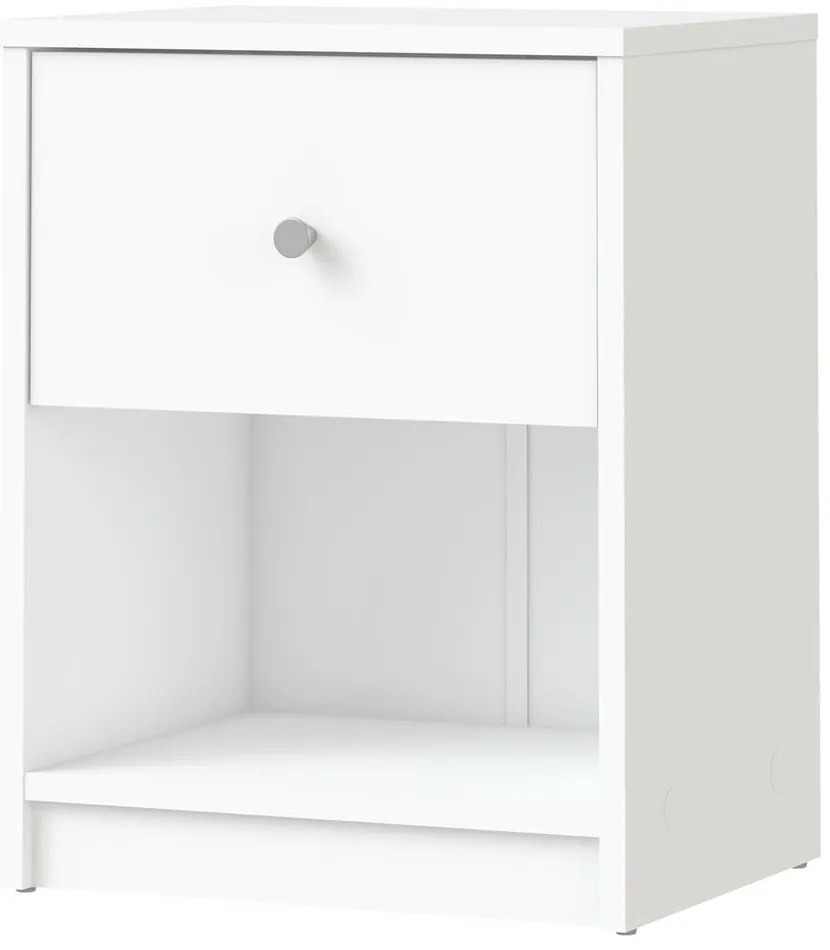 Бяло нощно шкафче с рафтове May - Tvilum