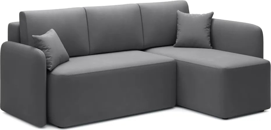 Кафяво-сив кадифен разтегателен ъглов диван с място за съхранение (десен ъгъл) Hadson – ELTAP