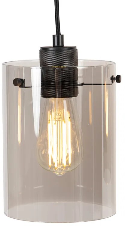 Интелигентен висящ аплик черен с опушено стъкло с 4 Wifi ST64 - Dome