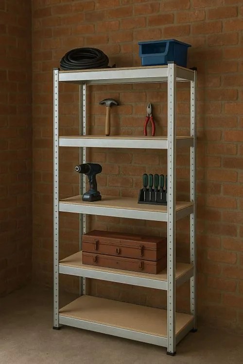 Стабилен метален стелаж за съхранение с 5 рафта 180x90x40 см