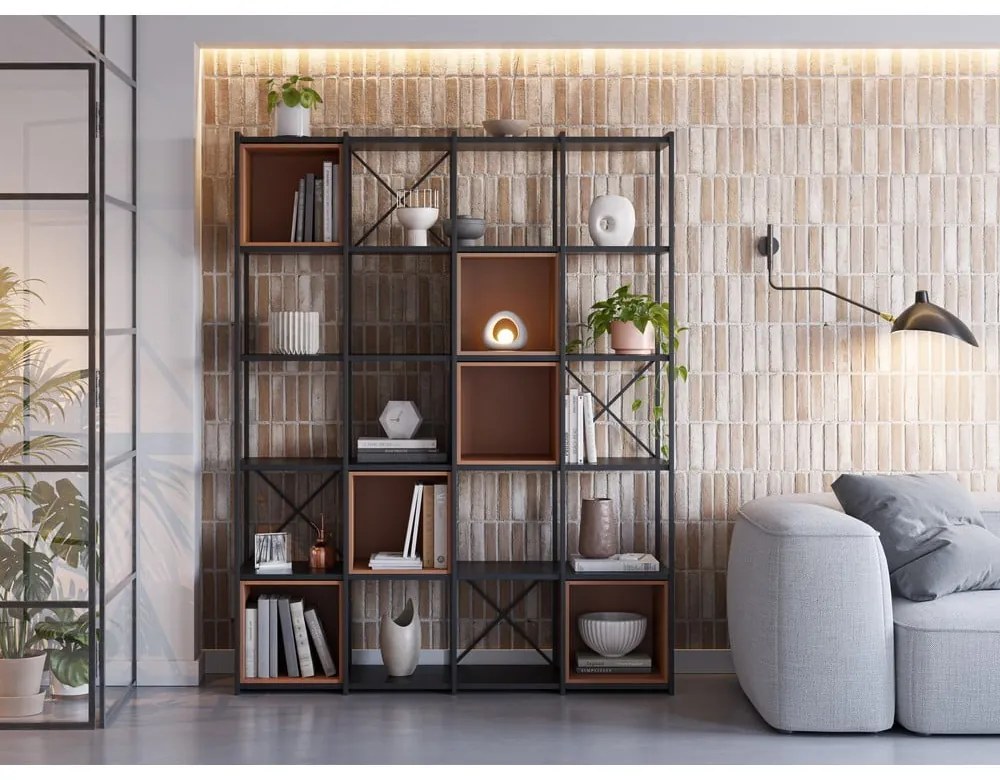 Библиотека в черен и тухлен цвят 140x179 cm Anya – Marckeric