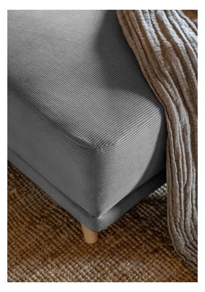 Ъглов разтегателен диван от сив велур (променлив) Lazy Lukka - Miuform