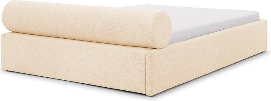 Кремаво тапицирано двойно легло с място за съхранение и включена подматрачна рамка 140x200 cm Cille – Ropez