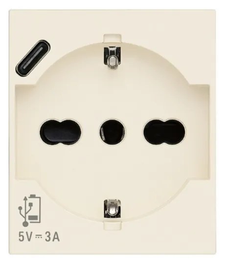 VIMAR 30210.USBC Контакт SICURY Linea, 2P+E 16A+USB-C, унив. стандарт, с детска защита, 2M, Canvas,