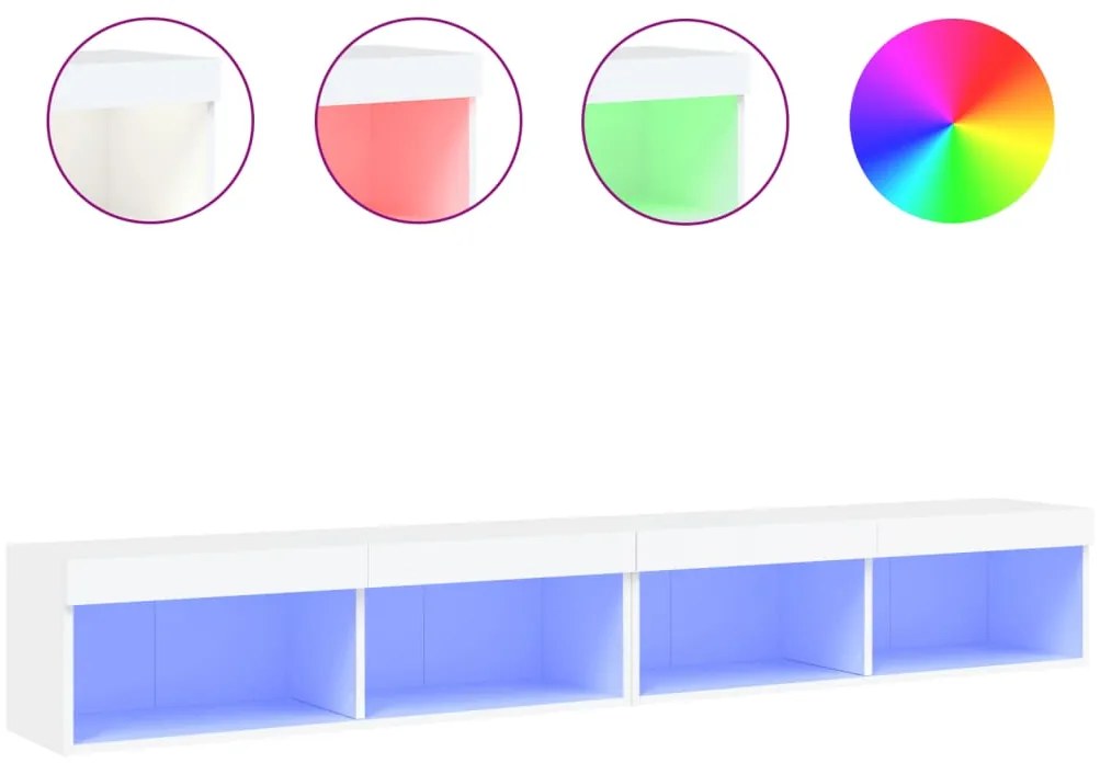 837156 vidaXL ТВ шкафове с LED осветление, 2 бр, бели, 100x30x30 см