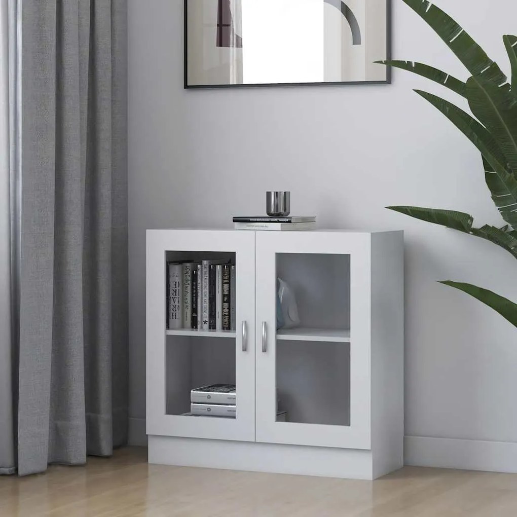 802741 vidaXL Шкаф витрина, бял, 82,5x30,5x80 см, ПДЧ