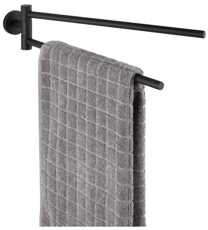 WENKO 24238100-Закачалка за хавлии BOSIO BLACK 5,5x43 см неръждаема стомана/сребриста