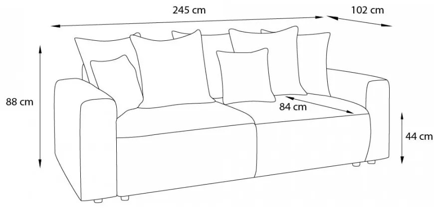 Светлосив разтегателен диван Envy - Bobochic Paris