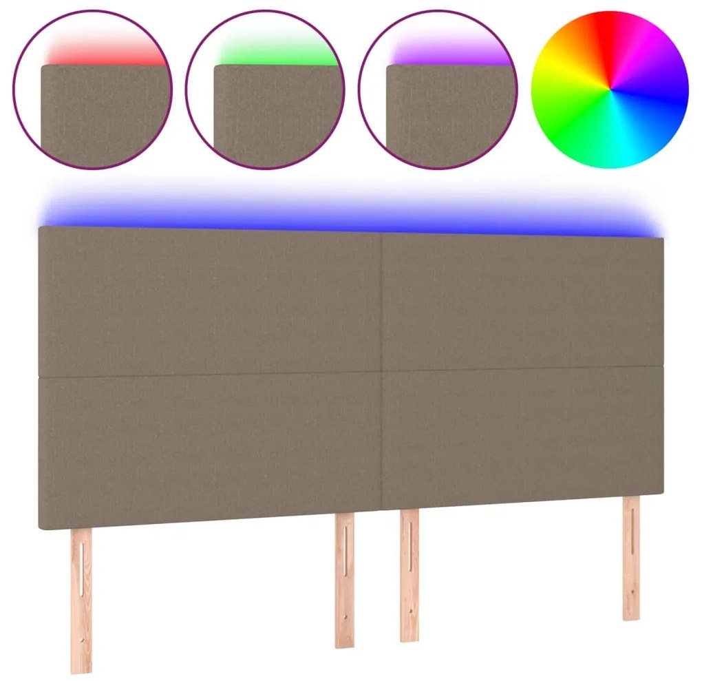 3122154 vidaXL LED горна табла за легло, таупе, 160x5x118/128 см, плат