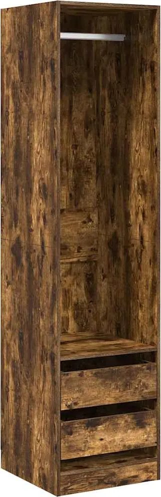 815348 vidaXL Гардероб с чекмеджета опушен дъб 50x50x200 см инженерно дърво