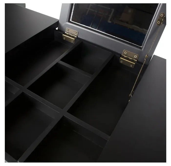 Тоалетка от борова дървесина в черен цвят Romy - WOOOD