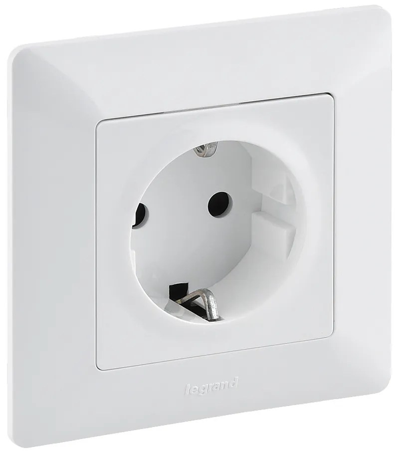 Legrand 755740 Контакт Valena Life с рамка 2P+E Schuko 16A, авт. клеми, бял,  - 755740