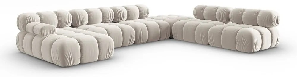 Бежов кадифен модулен ъглов диван (десен ъгъл/U форма) Bellis – Micadoni