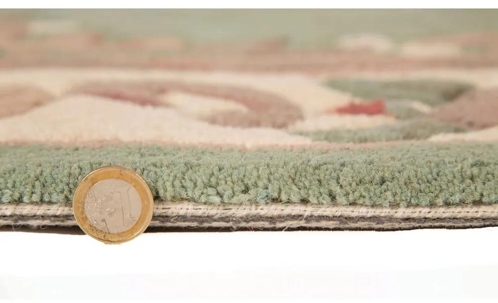 Зелен вълнен килим Обюсон, ⌀ 120 cm - Flair Rugs