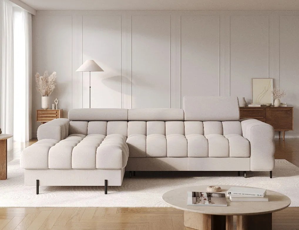 Ъглов диван Freyia-Бежов-Ляв