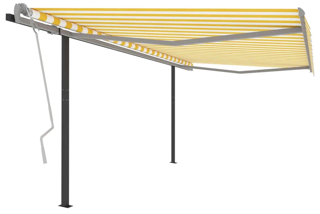 Автоматично прибиращ се сенник с прътове Konnor, 4x3 м, жълто и бяло