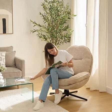 Въртящ се фотьойл atmosphera Stelan,Шенил, Бежов