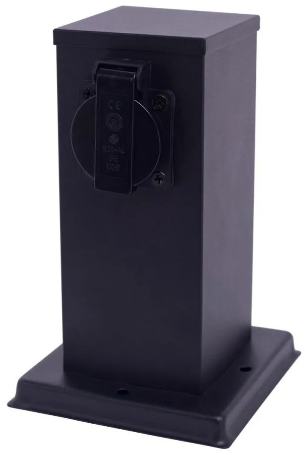 Екстериорен стълб с контакти 1Z SCHUKO 230V IP44 20 см черен