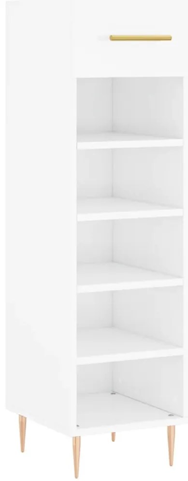 829662 vidaXL Шкаф за обувки, бял гланц, 30x35x105 см, инженерно дърво