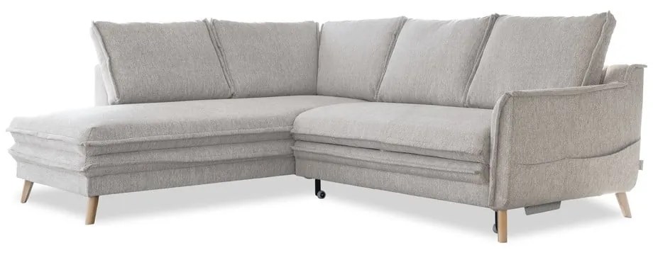 Бежов разтегателен ъглов диван (ляв ъгъл) Charming Charlie – Miuform