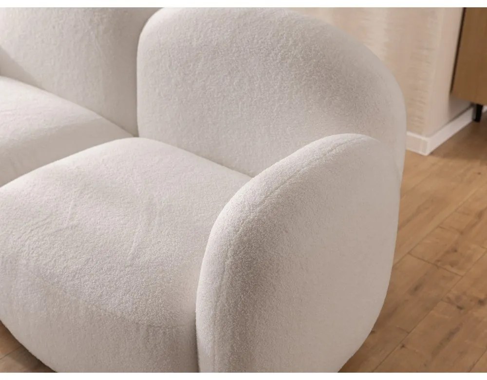 Кремав ъглов диван от прежда с примки от букле (ляв ъгъл) Orbit – Ropez