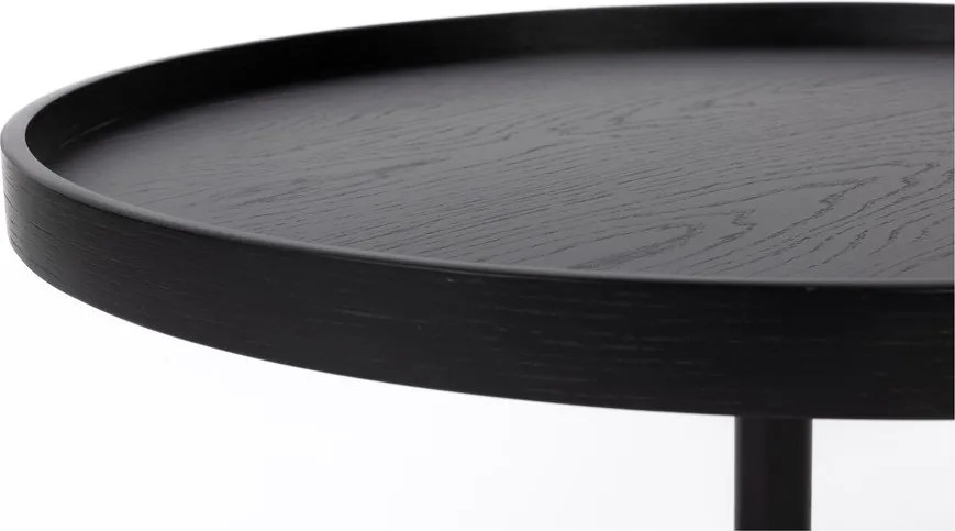 Черна кръгла масичка за кафе с дъбов плот ø 70 cm Yuri L – White Label