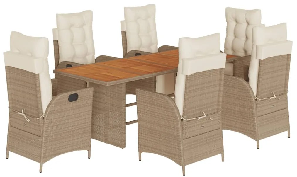 3213372 vidaXL Градински комплект с възглавници, 7 части, бежов полиратан