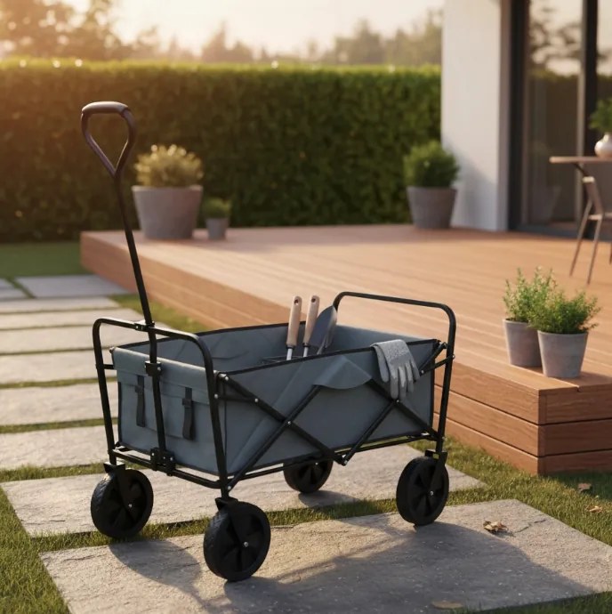 Ултралека сгъваема градинска транспортна количка - товароносимост 100 кг