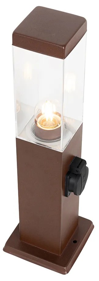 Външна лампа ръждиво кафява 45 см с гнездо IP44 - Malios