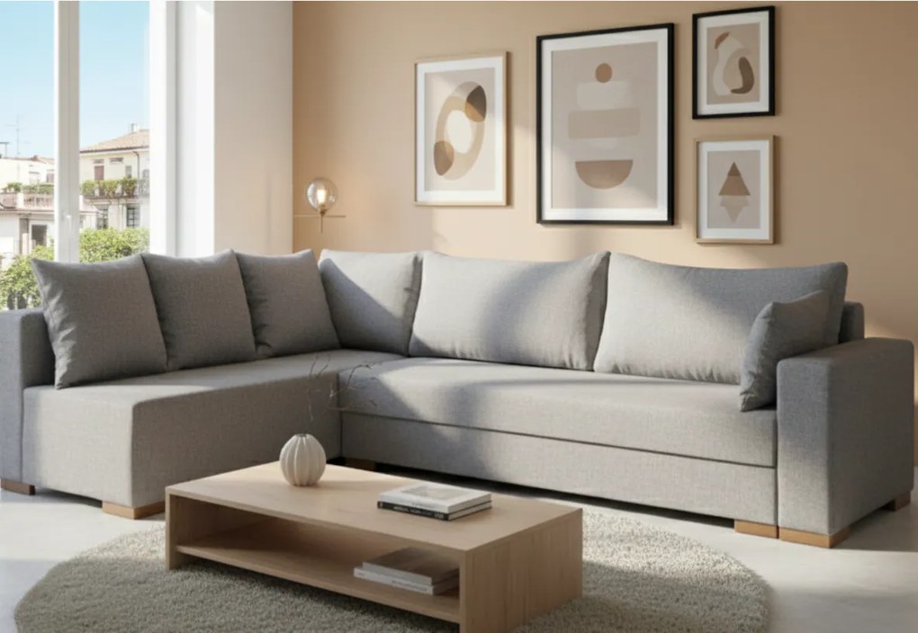 Ъгъл диван Trendy-Right-285φ 185β cm.-Light gray