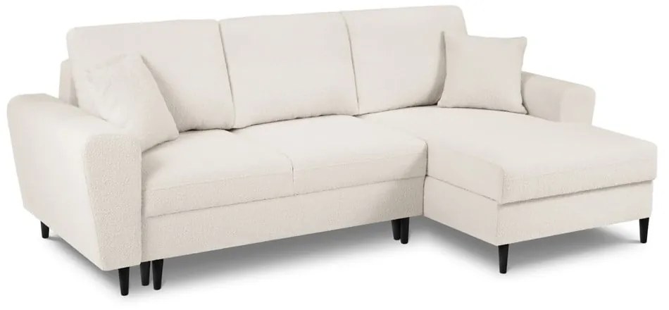 Бежов разтегателен ъглов диван с място за съхранение от прежда с примки от букле (десен ъгъл) Kyoto – Cosmopolitan Design