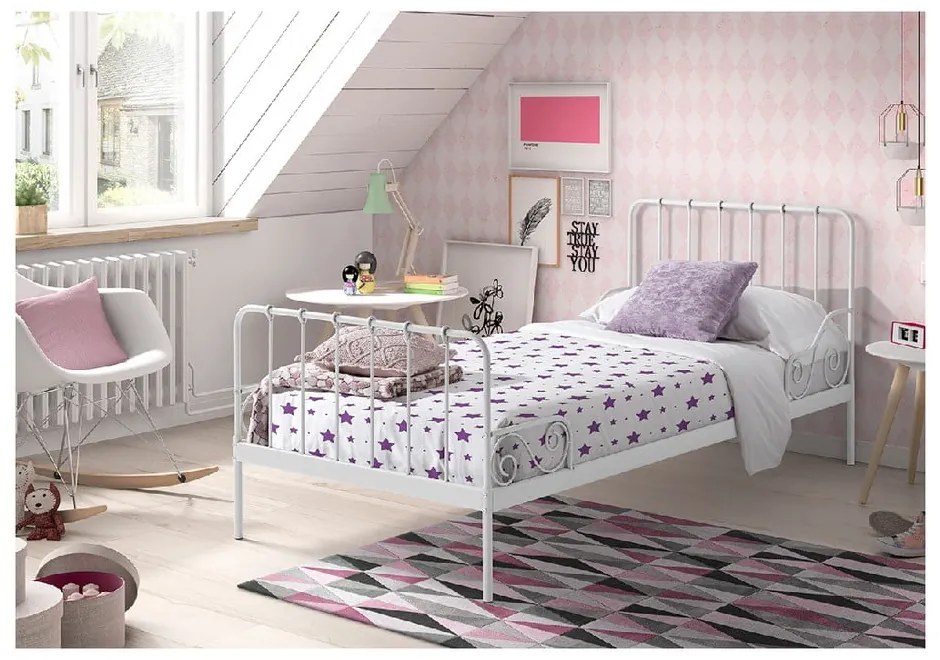 Бяло метално детско легло, 90 x 200 cm Alice - Vipack