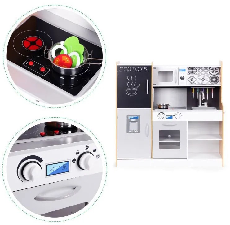 Детска кухня със звуци, светодиоди и тебешир + аксесоари