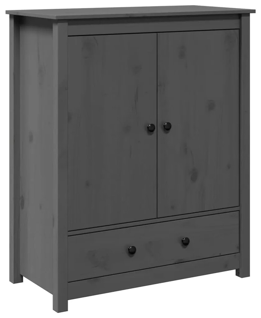 823516 vidaXL Висок шкаф, сив, 83x41,5x100 см, бор масив