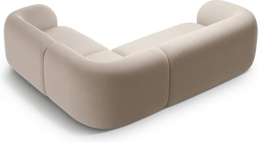 Бежов кадифен ъглов диван (десен ъгъл/L форма) Kate – Micadoni