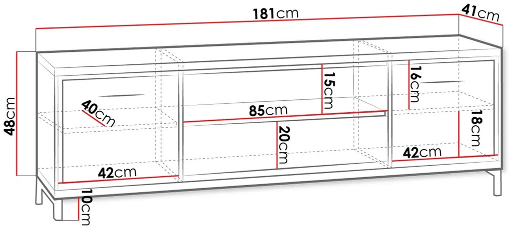 TV шкаф Mediolan-Fusiko-Дължина: 139 cm-Xwris podariko