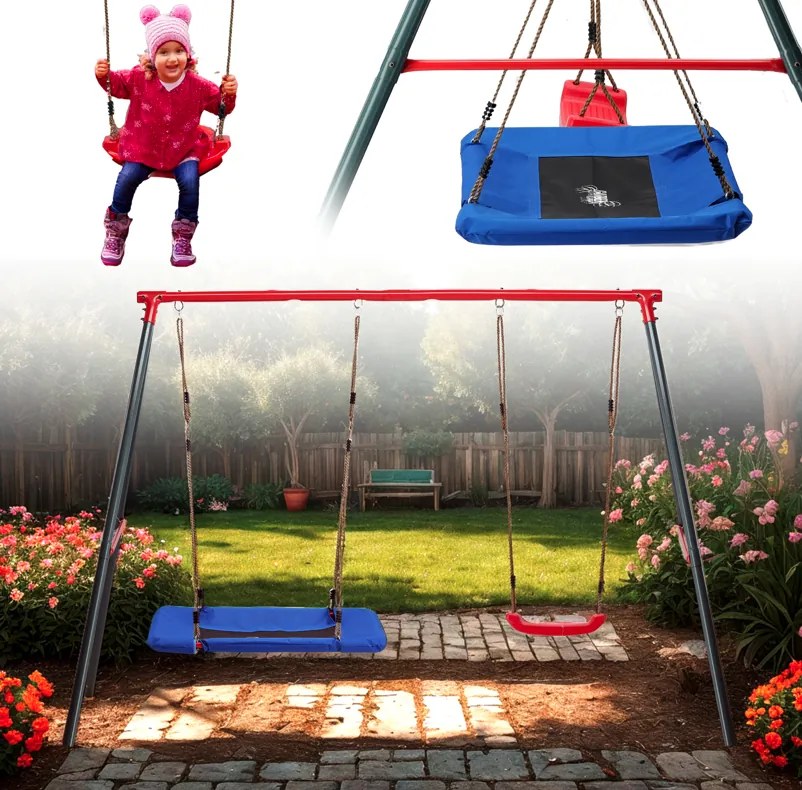 Двойна градинска люлка с гнездо 290 x 180 x 200 cm