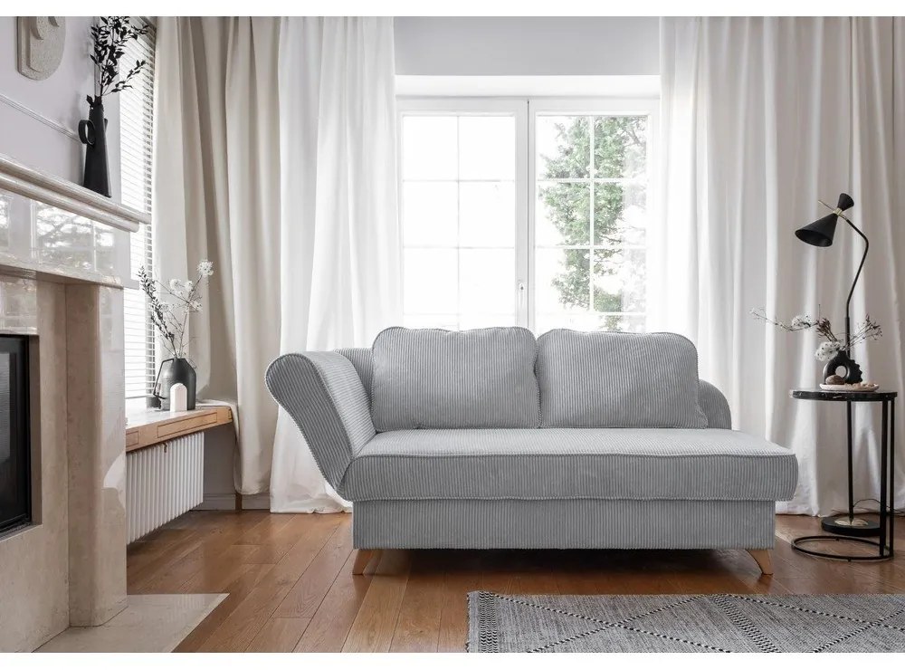 Светлосив шезлонг от рипсено кадифе (ляв ъгъл) Chic Charlotte – Miuform