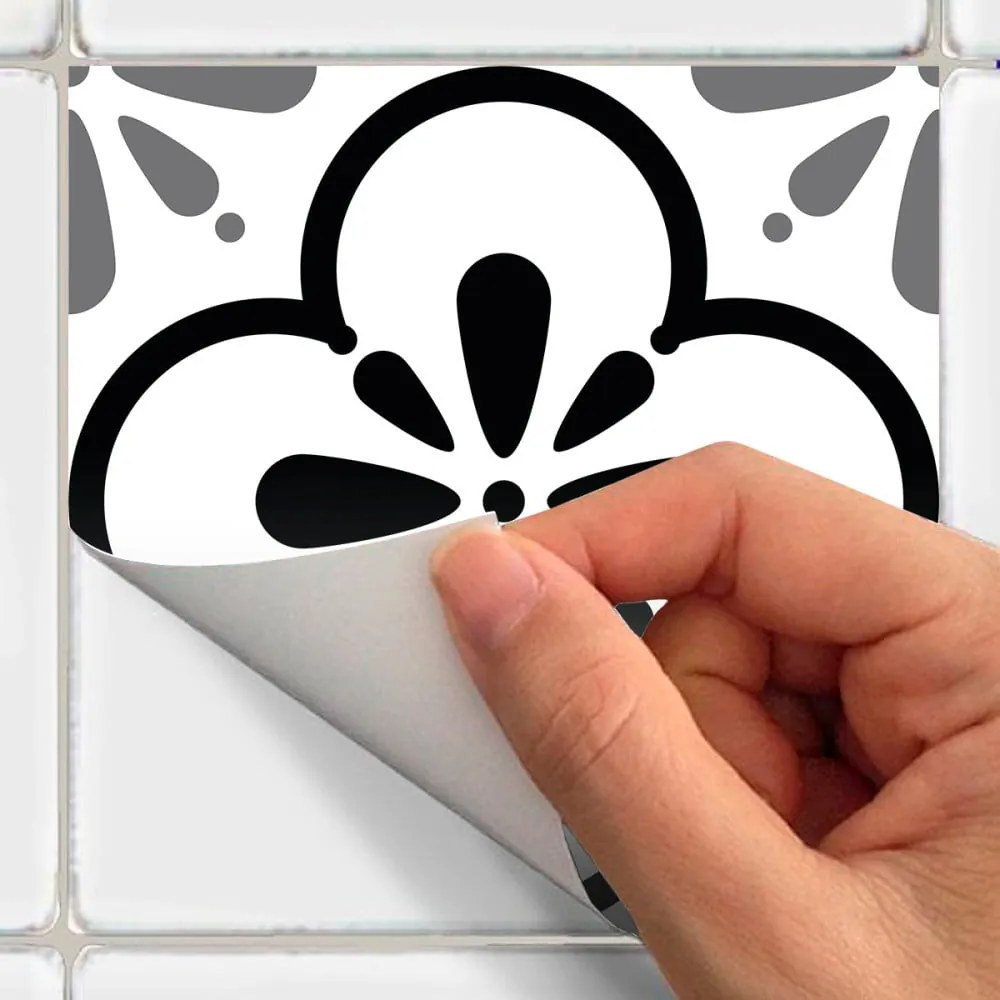 Комплект от 9 стикера за стена Циментови плочки , 10 x 10 cm Alexia - Ambiance