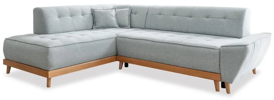 Светлосив ъглов разтегателен диван ляв ъгъл, Dazzling Daisy - Miuform