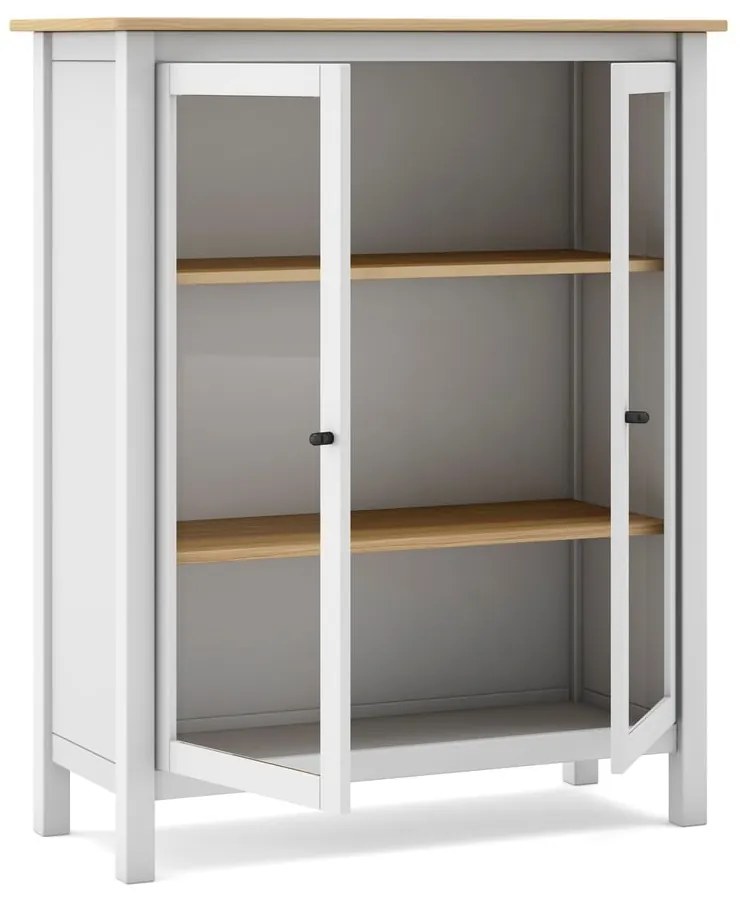 Витрина от бяла/естествена борова дървесина 90x110 cm Misti - Marckeric