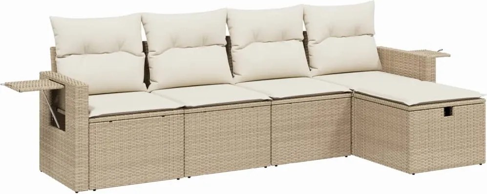 3263774 vidaXL Градински комплект диван с възглавници 5 части бежов полиратан
