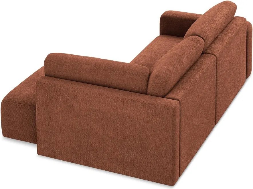 Теракотен шенилов сгъваем/с място за съхранение ъглов диван (десен ъгъл/L форма) Kona – Makamii