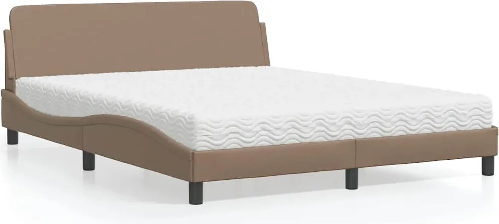 3208441 vidaXL Легло с матрак Dover, капучино, 160x200 см, изкуствена кожа