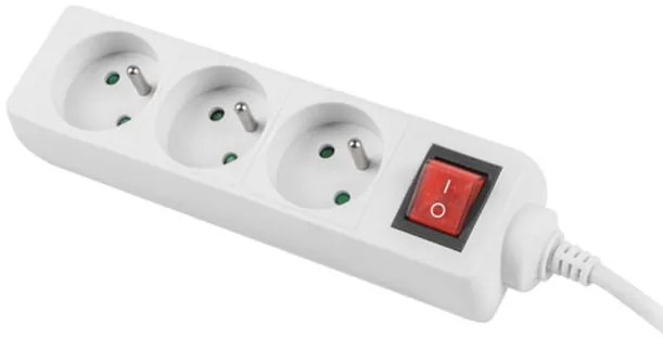 Разклонител Lanberg power strip 1.5m, 3 sockets, french with circuit breaker quality-grade copper cable, white