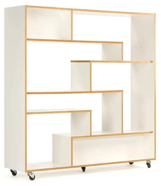 Бяла етажерка за книги с дървен ръб 140x143 cm Southbury - Woodman