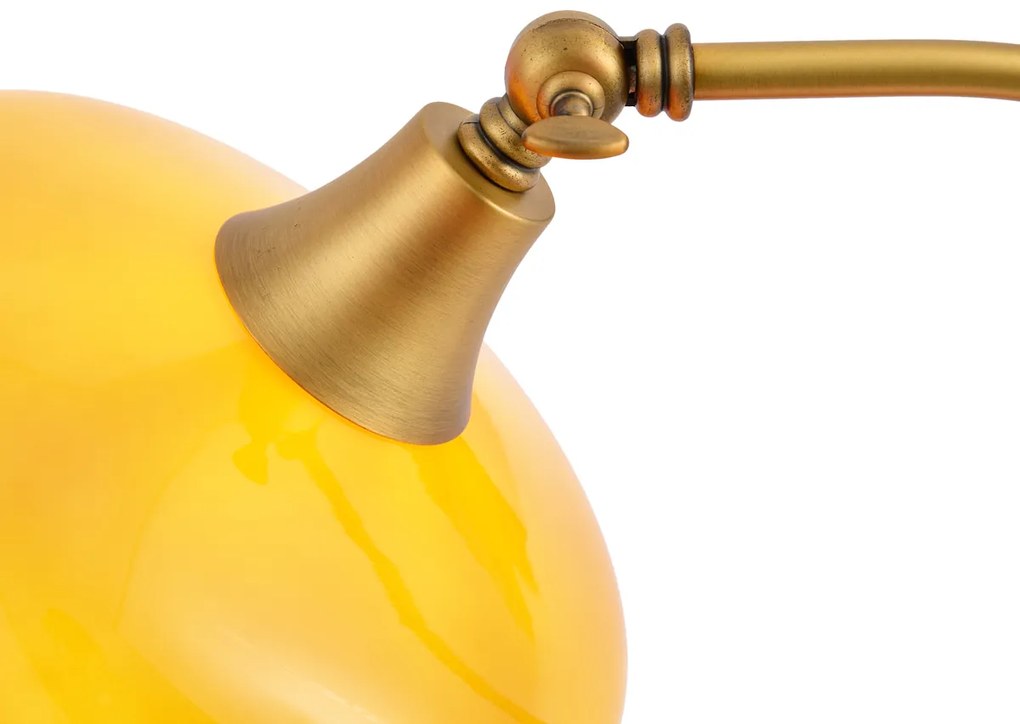 Класическа настолна лампа бронз с оранжев опалов стъклен абажур - Clerk