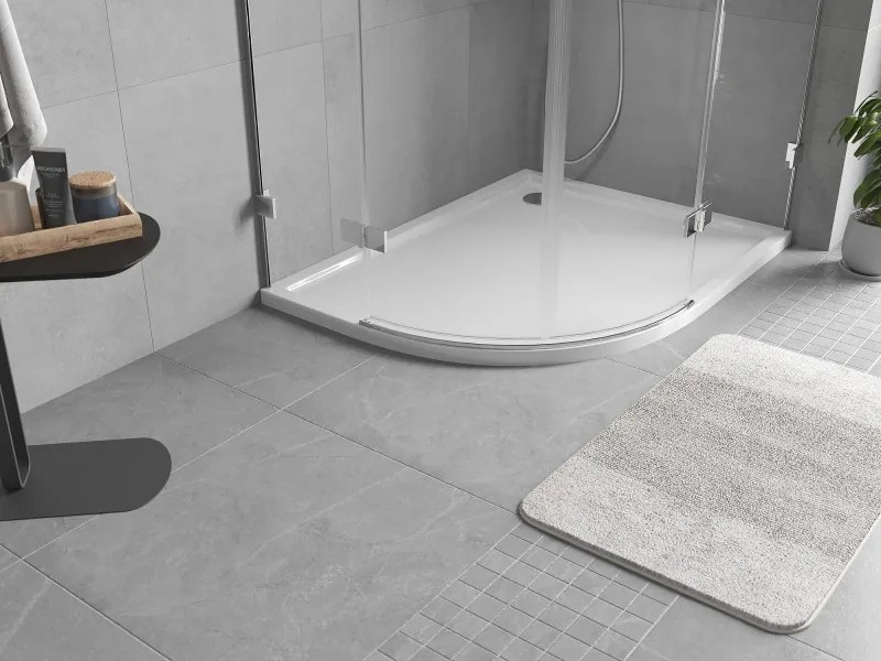 Mexen Flow полукръгъл асиметричен slim десен 100 x 80 см, бял гланц - 46Q108010R