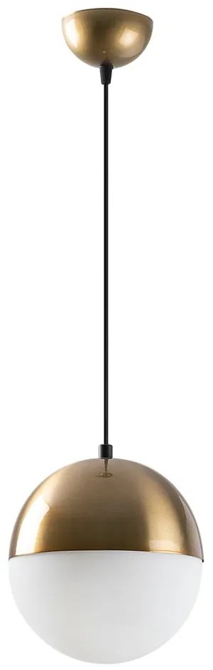 Бяло и златисто висящо осветително тяло със стъклен абажур ø 20 cm Bastos – Opviq lights